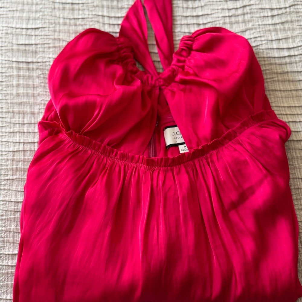 J. Crew Red Halter Red Cutout Summer Dress - Picture 7 of 8